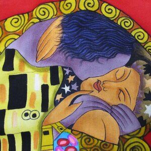 Art To Wear Klimt Kiss Poncho Layover Wrap Coverup Dilemma Modern Art